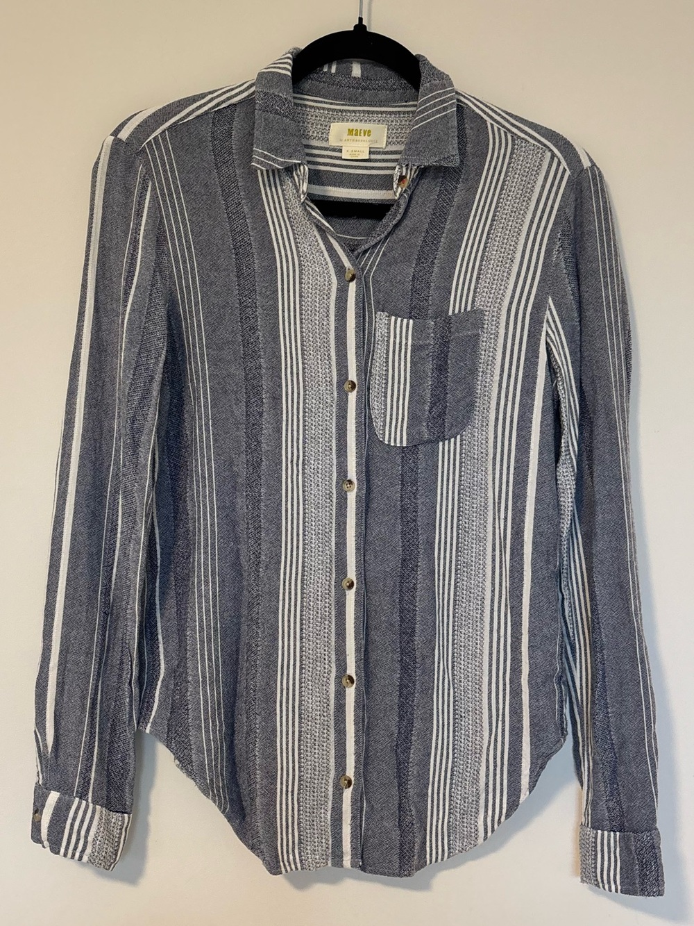 Maeve by Anthropologie Blue & White Striped Button Up Blouse Shirt - Women’s XS